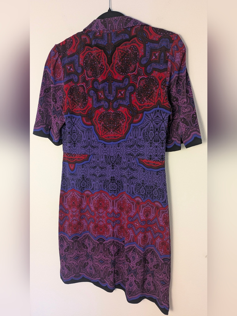 Laundry Paisley Fully Lined Short Sleeved Stretchy Mini Dress Cherry Sz S P EUC - Picture 6 of 11